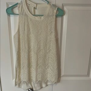 Elegant Cream Lace Sleeveless Top
